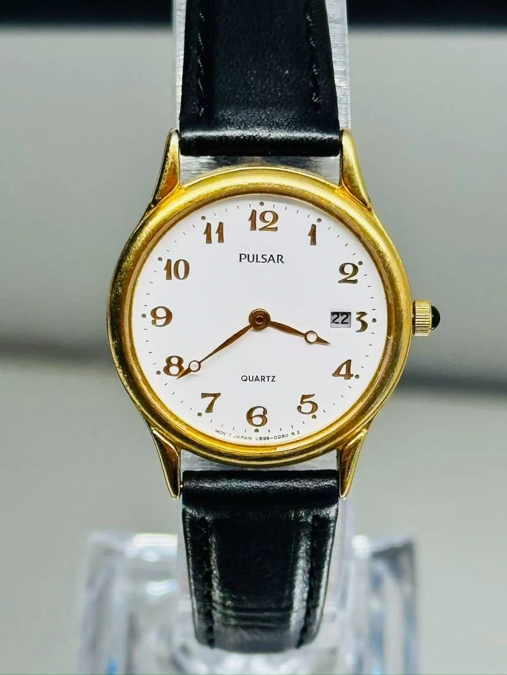 Vintage Pulsar Women’s Quartz Watch Gold Tone 25mm Date New Battery Runs